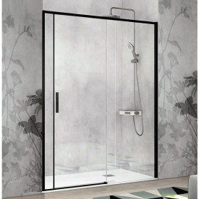 Mampara de ducha frontal entre paredes modelo Masela de Kassandra color negro