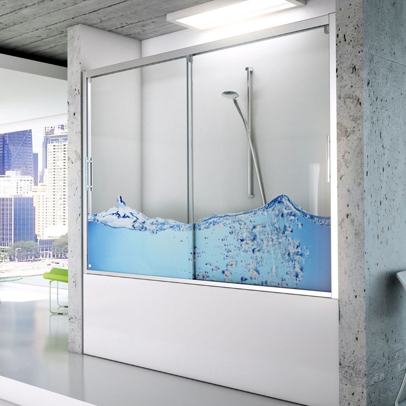 Mampara de bañera frontal entre paredes modelo Bran de Hidroglass color cromado