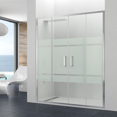 Cabine de douche Titan Spazio de Gme en chrome avec verre décoré