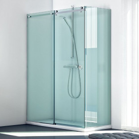 Mampara de ducha entre paredes frontal modelo Mosela de Hidroglass color cromado