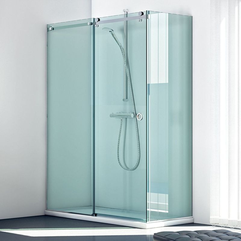 Mampara de ducha entre paredes frontal modelo Mosela de Hidroglass color cromado
