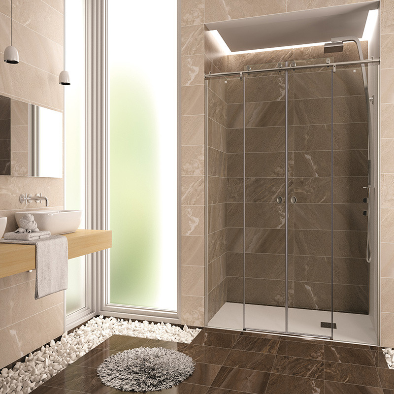 Mampara  de ducha entre paredes modelo  Elix 09 de Duritia color cromado
