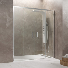 Mampara de ducha frontal entre paredes modelo Aktual Spazio de Gme color cromado