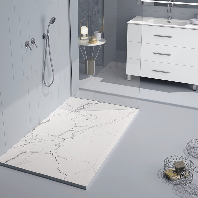 Plato de ducha modelo Stone 3 D de Duplach color marmol blanco