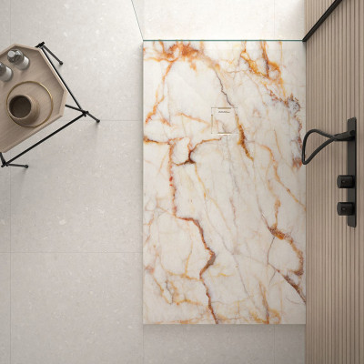 Plato de ducha modelo Stone 3 D de Duplach color marmol crema