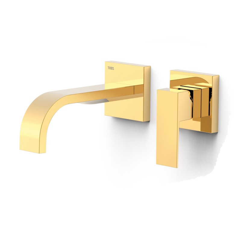 Grifo monomando empotrado de lavabo modelo Exlusive Cuadro de Tres color Oro
