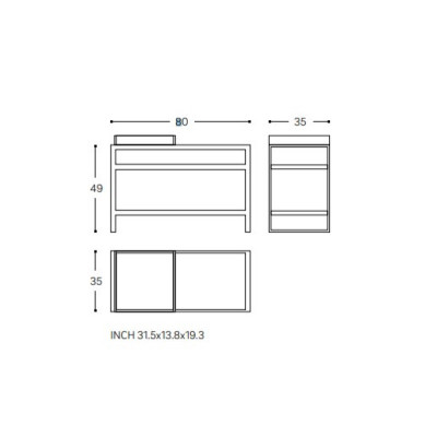 Medidas mueble auxiliar 2 estantes Cosmic