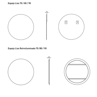 Pauta de Montaje espejo redondo con led Liss de Promobath