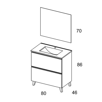 Medidas mueble 80 cm Granada de Promobath