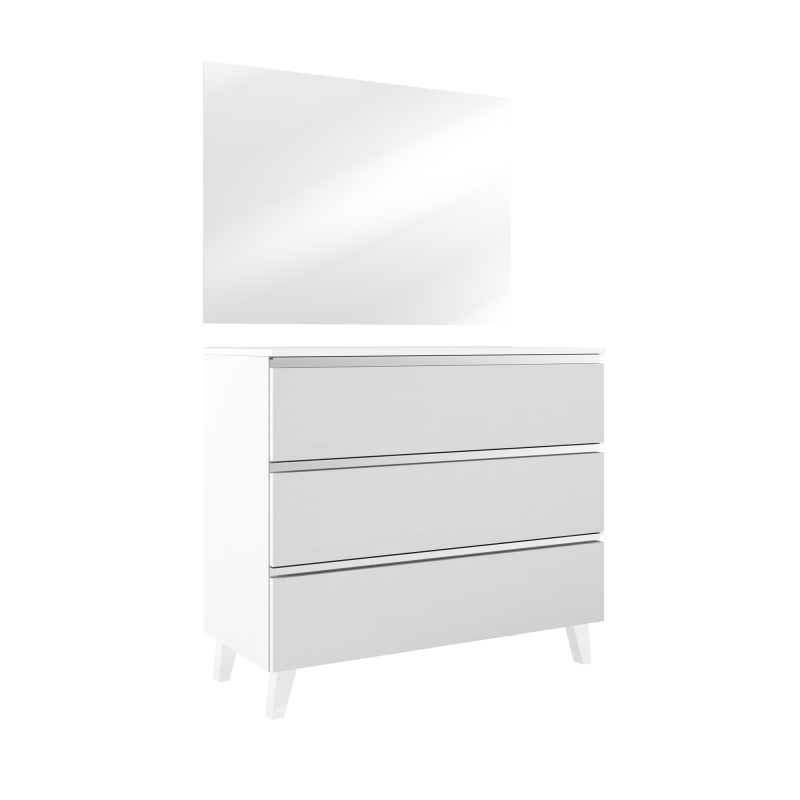 Mueble con patas modeo Granada de Promobath tirador aluminio color blanco brillo