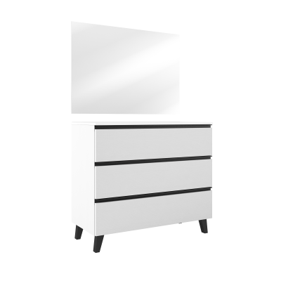Mueble con patas modelo Granada de Promobath tirador negro color blanco brillo