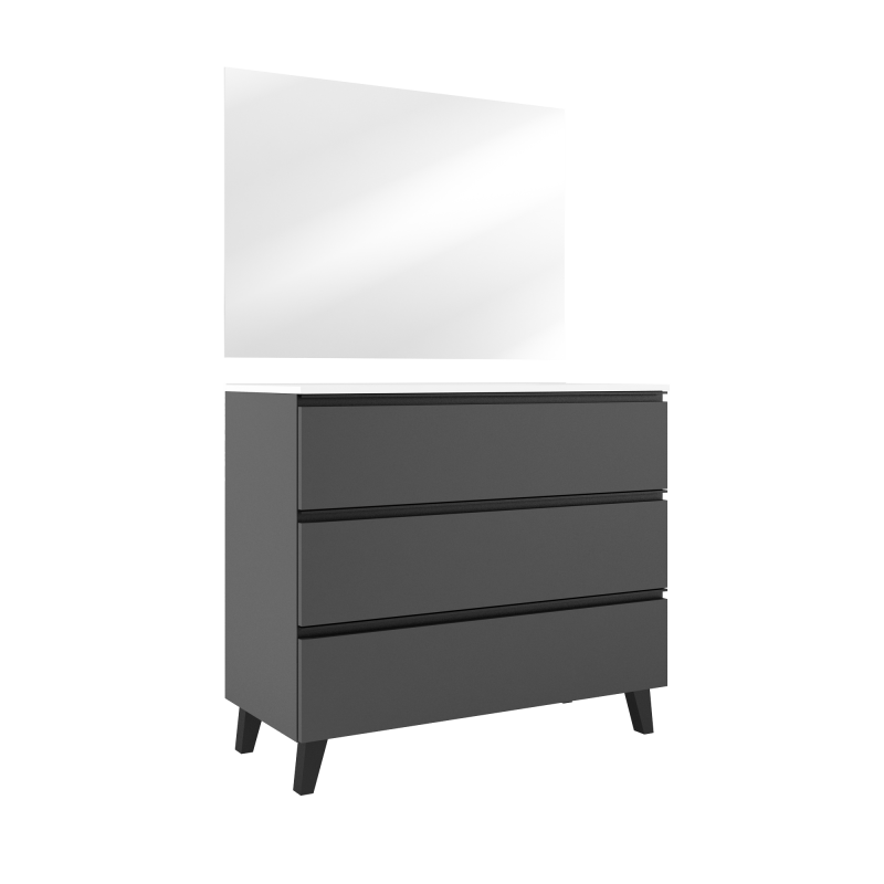 Mueble con patas modelo Granada de Promobath tirador negro color ceniza