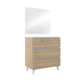 Mueble con patas modelo Granada de Promobath tirador blanco color canela