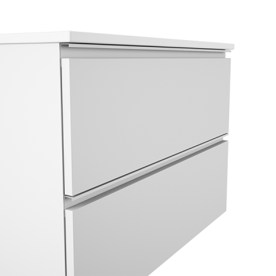 Detalle mueble con patas modelo Granada de Promobath color blanco brillo