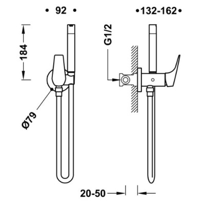 Medidas ducha de inodoro Canigó de Tres