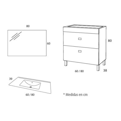 Medidas mueble Chipre de Futurbaño