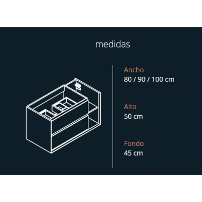 Medidas mueble suspendio Sun de coycama