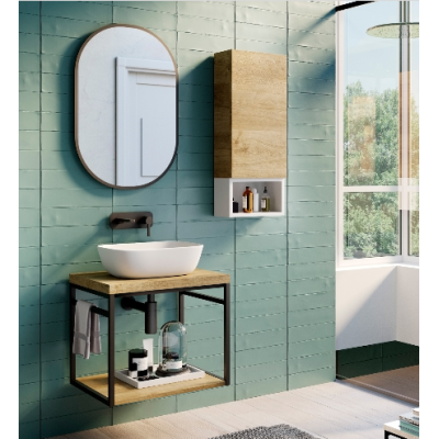 Mueble suspendido modelo Kirk con estante de Coycama color roble natural