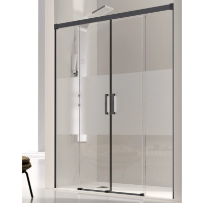 Mampara Glase Kassandra  negro mate cristal decorado