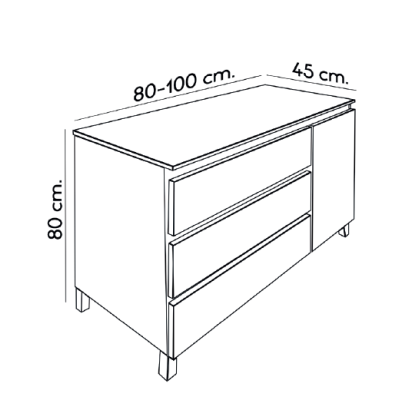 Medidas mueble con patas Alessandria TM